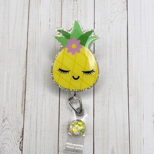 Pineapple Badge Reel | Cute Badge Reel | Food Badge Reel | Glitter Badge Reel | Summer Badge Reel | Nurse Gift | CNA Gift | Fruit Badge Reel