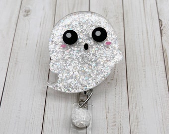 Cute Ghost Badge Reel | Halloween Badge Reel | Holiday Badge Reel | ID Badge Holder | Glitter Badge Reel | Nurse Gift | CNA Gift