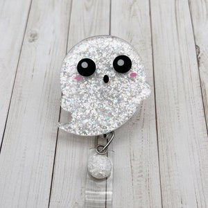 Cute Ghost Badge Reel | Halloween Badge Reel | Holiday Badge Reel | ID Badge Holder | Glitter Badge Reel | Nurse Gift | CNA Gift