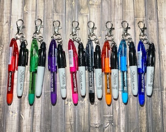 Sharpie and Pen Keychain | Badge Reel Sharpie | Badge Reel Pen | Keychain Sharpie | Keychain Pen | Nurse Gift | CNA Gift