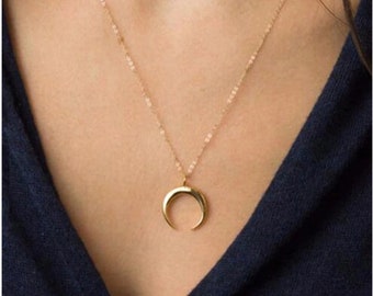 Crescent Moon Necklace / Tusk Necklace / Half Moon Necklace