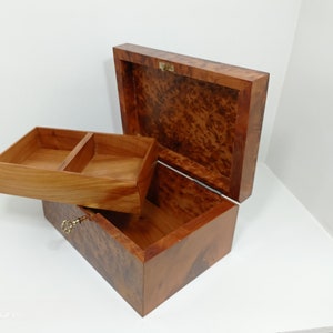 New Wooden box thuya Jewelry Box Made Thuya Burl,Lockable Wooden Chest Box With Two Storag box Large handmade Organizer Box, beautiful box