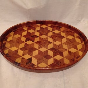 Wood tray shape oval made of thuya wood, handmade Morocco, wooden lovely, best gift, large tray, zise 16&quot;×10&quot;/ hand decorated