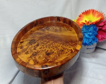 Wooden tray oval made of thuya wood burl, thuya wood handmade Morocco tray oval