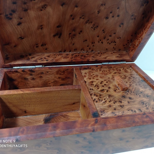 Wood Box With 3 Compartments, Box Made Of Thuya Burl, Handmade Morocco, Jewelry Box Wood, Storage Box, ***FAST SHIPPING***  boite en bois
