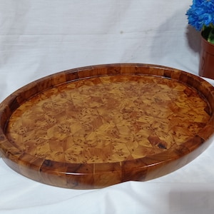 Tray shape oval, size 14&quot;×10&quot; made of quality thuya wood handmade Morocco