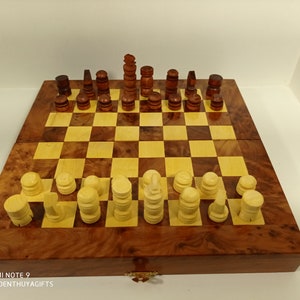 Wood chess box, made of thuya wood and lemon wood , handmade from Morocco, chess board , FAST SHIPPING, BOX thuya chess, checker box game