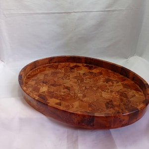 New Wooden tray oval made of thuya burl, thuya wood handmade Morocco tray oval