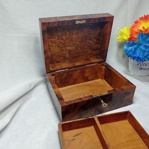 Wooden thuya jewelry box thuya wood, handmade Morocco storage box thuya burl wood, Free shipping , fast shipping, box with Lock and keys