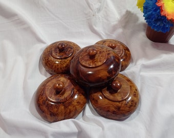 DDP USA handmade moroccan thuya burl 5pc Trinket Boxes, Set of luxury handmade thuya wood box uthentic horoccan raft