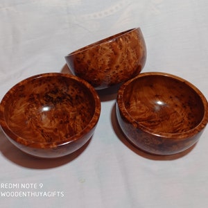 Wooden bowls 3 bowls made of thuya wood, handmade in morocco, bowl thuya wood