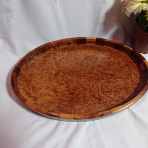 Amazing Wooden Tray Oval, made of thuya burl, handmade Morocco best gift fast shipping, wood knot,  level heigh wood