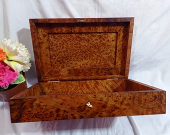 Amazing box Wooden burl jewellery box, made of quality thuya burl, handmade Morocco , storage box, 12"8"3"