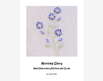 PDF Embroidery Pattern, Morning Glory Embroidery Design, September Birth Flower, Digital Pattern, Embroidery Tutorial, DIY Birthday Gift