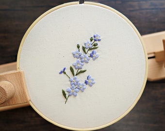 Forget Me Not Embroider, Beginner-Friendly Tutorial, PDF Pattern and Tutorial