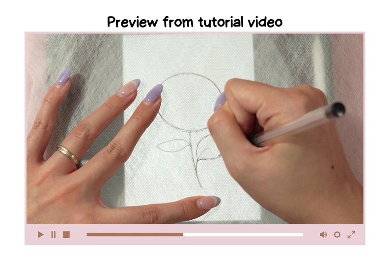 May include: A hand draws a simple flower with a pencil on a white surface. The flower has a circle for the center and two leaves. The hand is wearing a ring on the index finger.