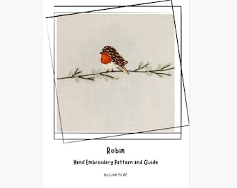 Robin Embroidery Pattern, Beginner-Friendly DIY Bird Design (PDF Pattern and Tutorial)