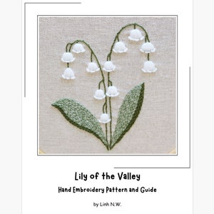 PDF Embroidery Pattern, Lily of the Valley Embroidery, Embroidery for Beginner, Embroidery Tutorial, DIY Birthday Gift, May Birthday Gift