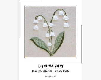 Lily of the Valley Embroidery, Beginner DIY Tutorial, PDF Pattern and Tutorial