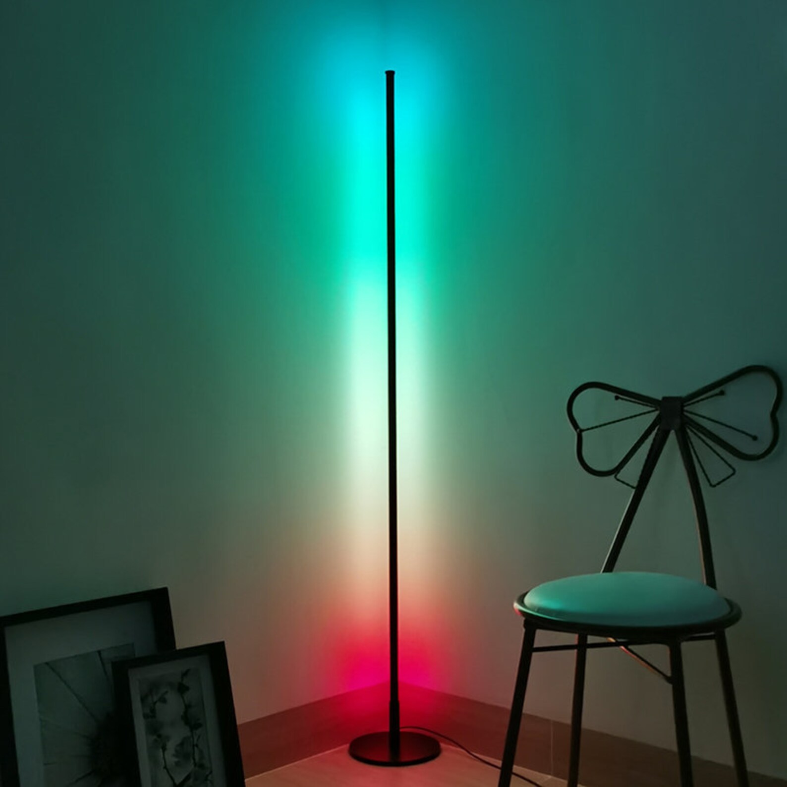 Minimalist LED Floor Lamp with App & Alexa Google Home Etsy