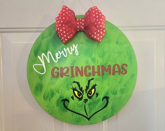 Merry Grinchmas Sign | Custom Welcome Sign | Door Sign | Custom Door Sign | Christmas Door Sign