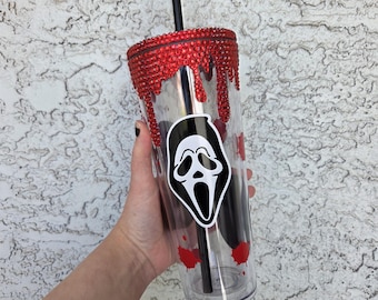 Custom Rhinestone Slime Drip Acrylic Tumbler With Rhinestone Lid | Halloween Tumbler