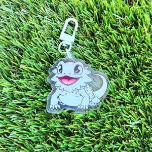 Zero Bearded Dragon Acrylic Keychain |White Bearded Dragon Keychain | Reptile Keychain | Cute Keychain