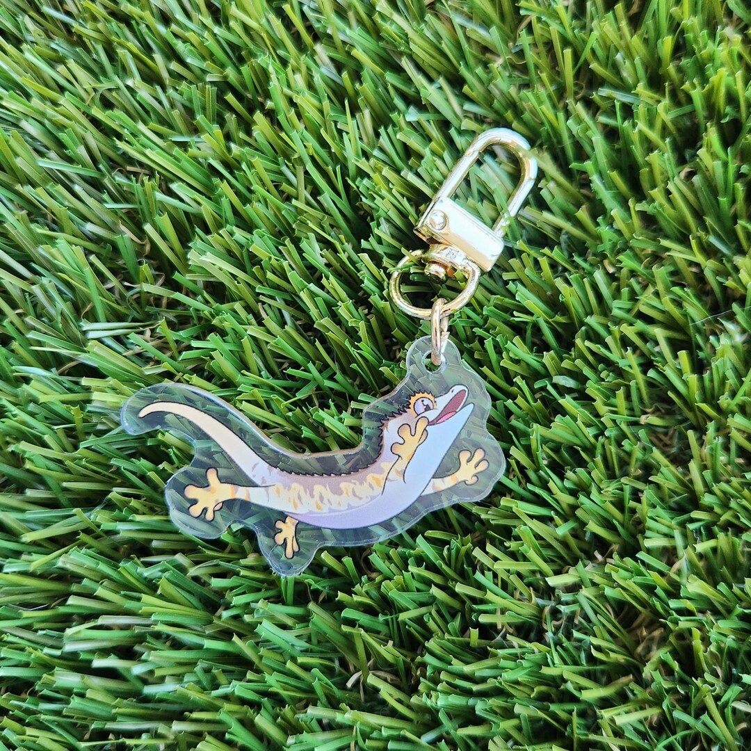 Crested Gecko Acrylic Keychain | Reptile Keychain | Gecko Keychain - Etsy