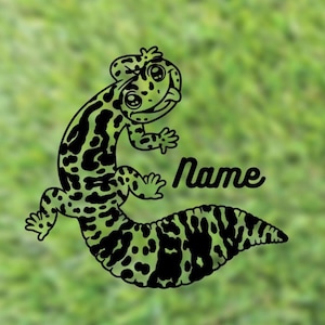 Leopard Gecko Custom Name Decal | leopard gecko sticker | gecko decal | reptile decal | reptile sticker | reptile gift | lizard decal