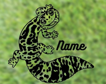 Leopard Gecko Custom Name Decal | leopard gecko sticker | gecko decal | reptile decal | reptile sticker | reptile gift | lizard decal