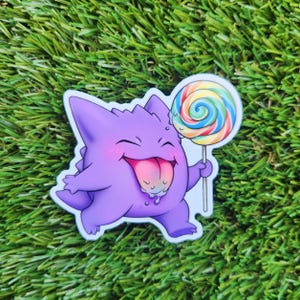 Happy Ghost Type Sticker | Anime Sticker | Waterproof Sticker