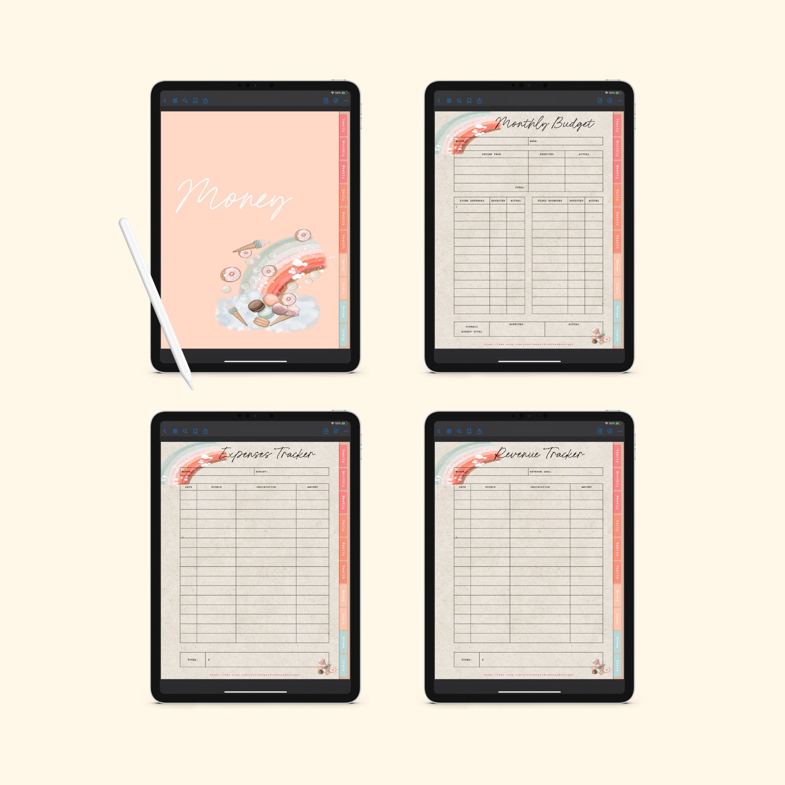 2021 Undated Planner Rainbow Planner Planner With Hyperlinks Etsy UK