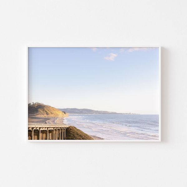 Torrey Pines Beach Print, Pastel Sunset Coastal Wall Art (Digital Download)