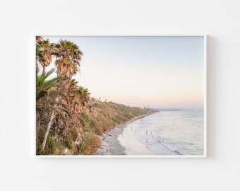 Swami's Beach Encinitas Print, San Diego Pastel Photography, Surfer La Jolla Art, Southern California Ocean, Beach House Interior