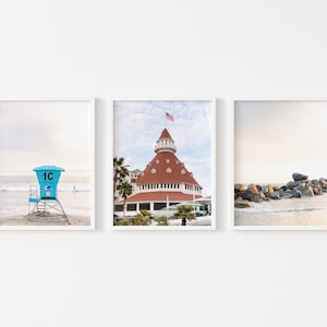 Hotel Del Coronado Photo Set, San Diego Wall Art, La Jolla Photography, Beach House Interior, Coastal Boho Decor, Minimalist Design