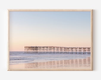 Pacific Beach Pier Print, San Diego Sunset Ocean Photo, Crystal Pier, Pastel Photography, Beach House Coastal Decor, Southern California