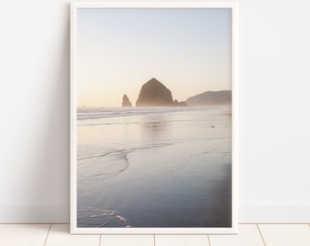 Haystack Rock Oregon Print, Pacific Northwest Sunset, PNW, Cannon Beach Art, Coastal Grandma Decor