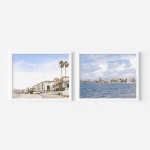 Mission Bay Set of 2 Prints, San Diego Poster, Pacific Beach Wall Art, Crystal Pier, Southern California Aesthetic, Costal Home Decor