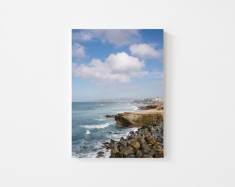 Sunset Cliffs Surf Print, San Diego Wall Art, Pastel Beach Photography, Minimalist Design, collage kit wall decor