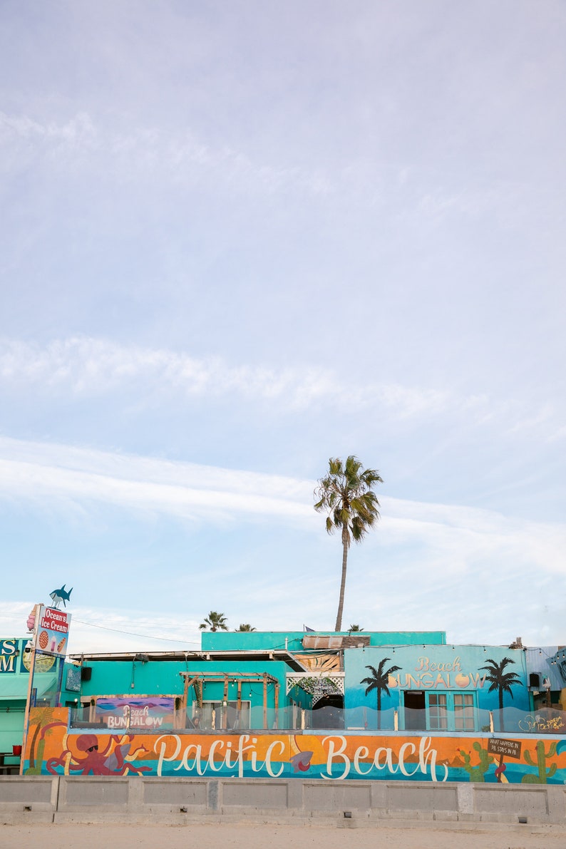 San Diego Set of Three Photos, Pacific Beach Lifeguard Tower Wall Art, California Ocean Pier, Beach House Interior, Pastel Photography image 3