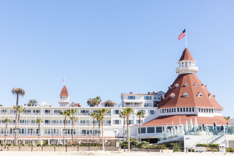 Del Coronado Hotel Tower Wall Art, San Diego Print, Pastel Photography, Coronado Island, Beach House Interior, Coastal Boho Decor image 3