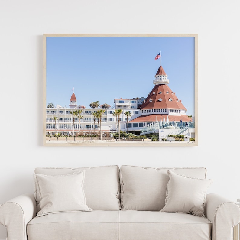 Del Coronado Hotel Tower Wall Art, San Diego Print, Pastel Photography, Coronado Island, Beach House Interior, Coastal Boho Decor image 2