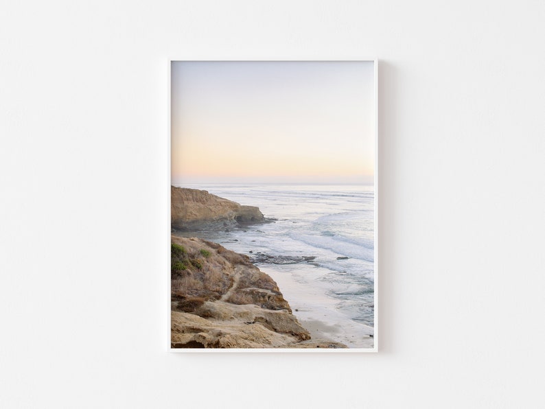 San Diego Sunset Cliffs Print Set, Coastal Decor, Pastel Photography, California Ocean Waves, Boho Interior, La Jolla image 5