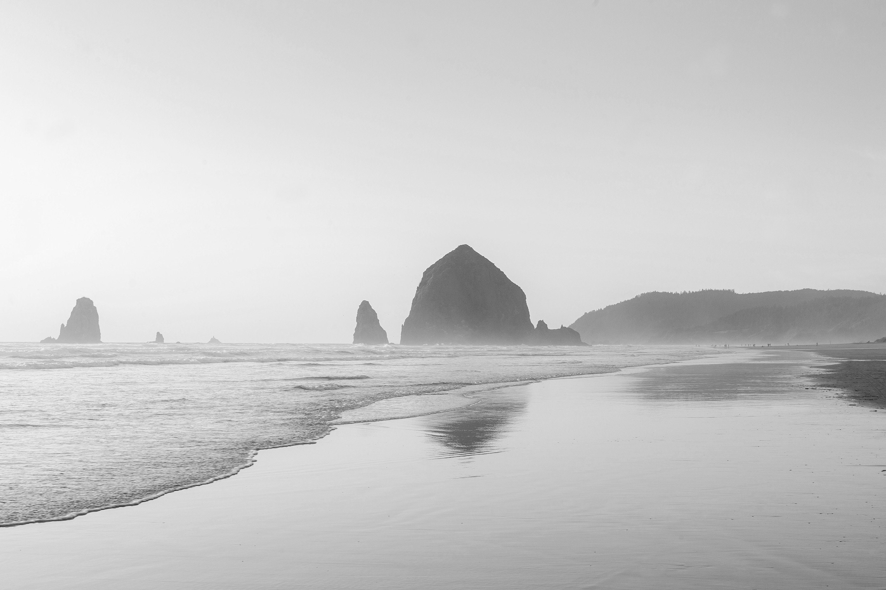 Haystack Rock Black and White Photo Oregon Coast Print - Etsy