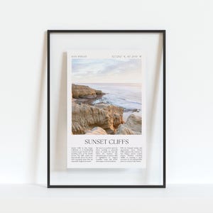Póster de viaje de Sunset Cliffs San Diego, arte costero de California (descarga digital)