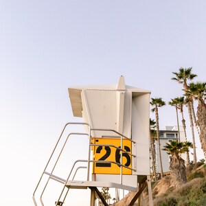 San Diego Set of Three Photos, Pacific Beach Lifeguard Tower Wall Art, California Ocean Pier, Beach House Interior, Pastel Photography image 2