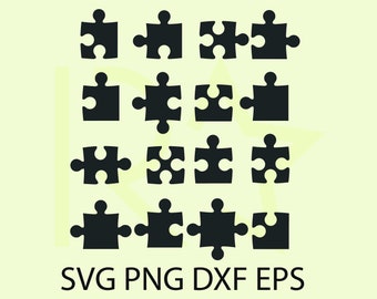 Puzzleteile Silhouette Pack, Digitaler Download, Puzzleteile SVG, Puzzleteile PNG, Puzzleteile Grafik