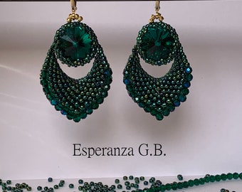 Emerald Feather Earrings Tutorial, beading tutorial beading beading pattern instant download PDF beaded earrings seed bead tutorial