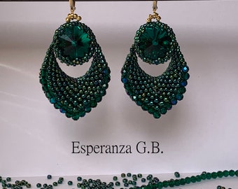 Tutorial de brincos de penas esmeralda, tutorial de miçangas padrão de miçangas download instantâneo PDF brincos de miçangas tutorial de contas de sementes