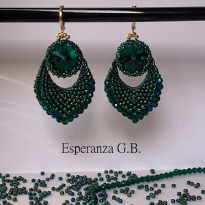 Emerald Feather Earrings Tutorial, beading tutorial beading beading pattern instant download PDF beaded earrings seed bead tutorial